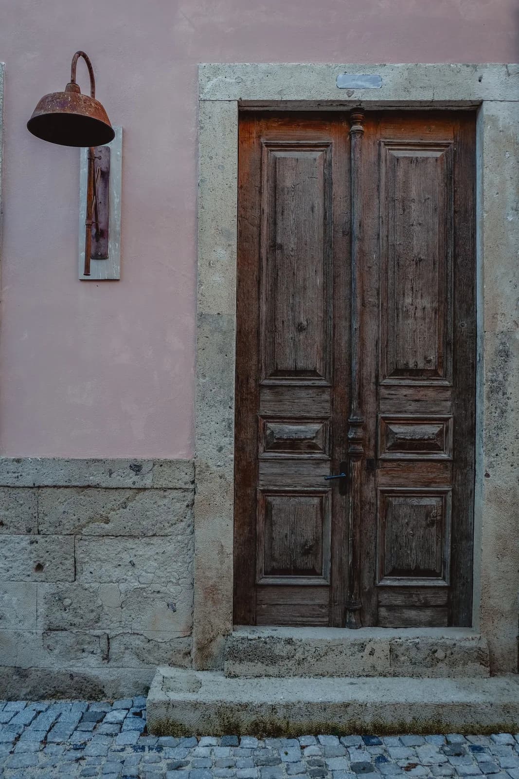 Wooden entrance door with visible natural grain