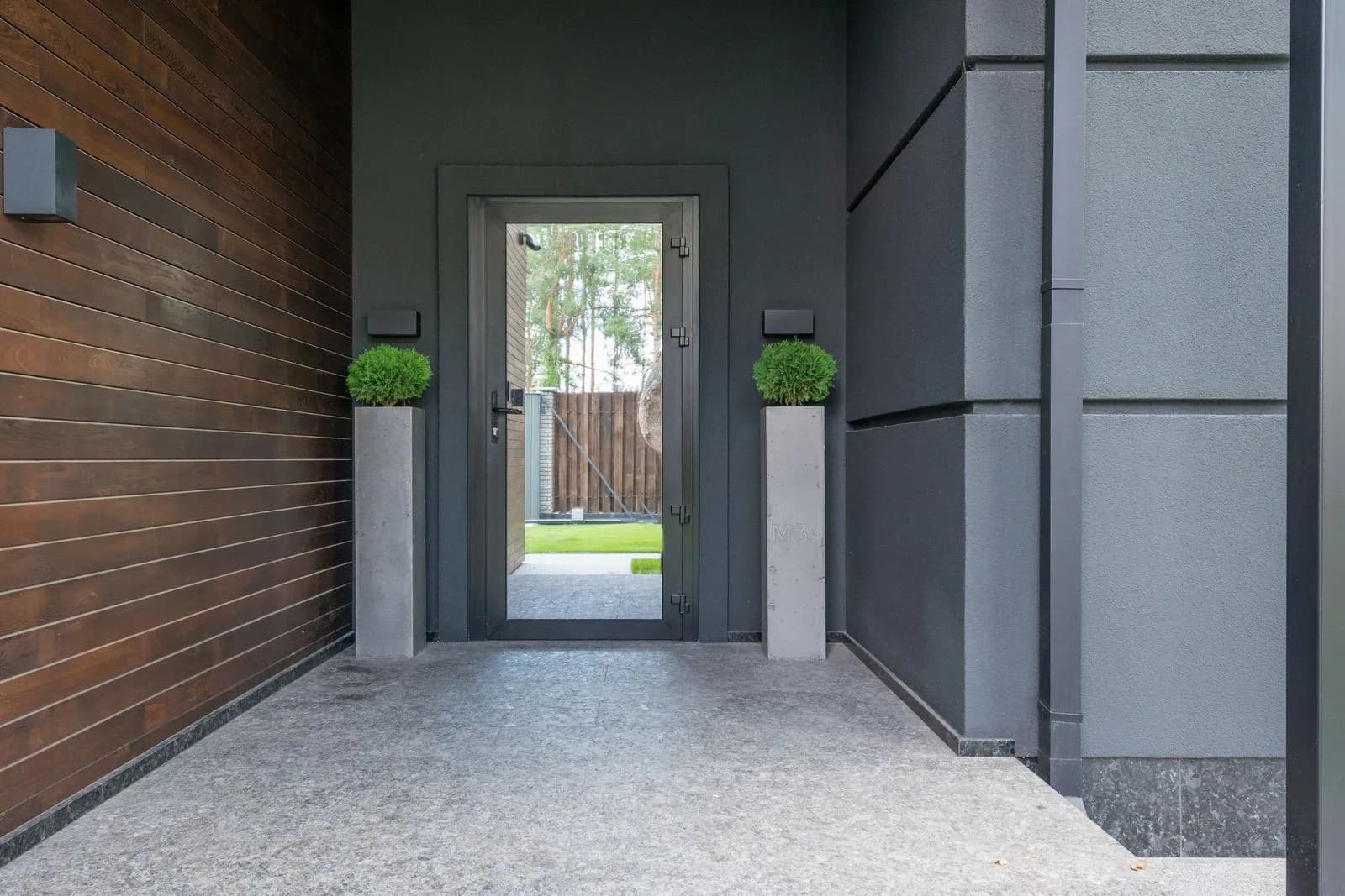 Modern house entrance with an exterior door
